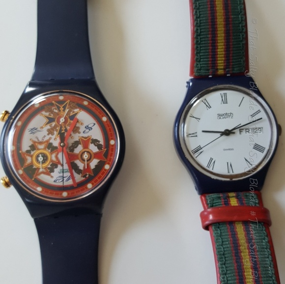 Swatch Accessories Vintage Swatch Watches Blue Red Rare Needs Battery Poshmark